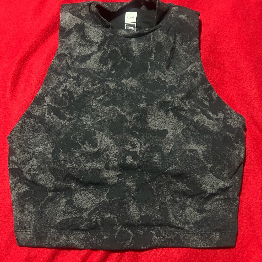 Lole Charcoal Camouflage sport bra tee